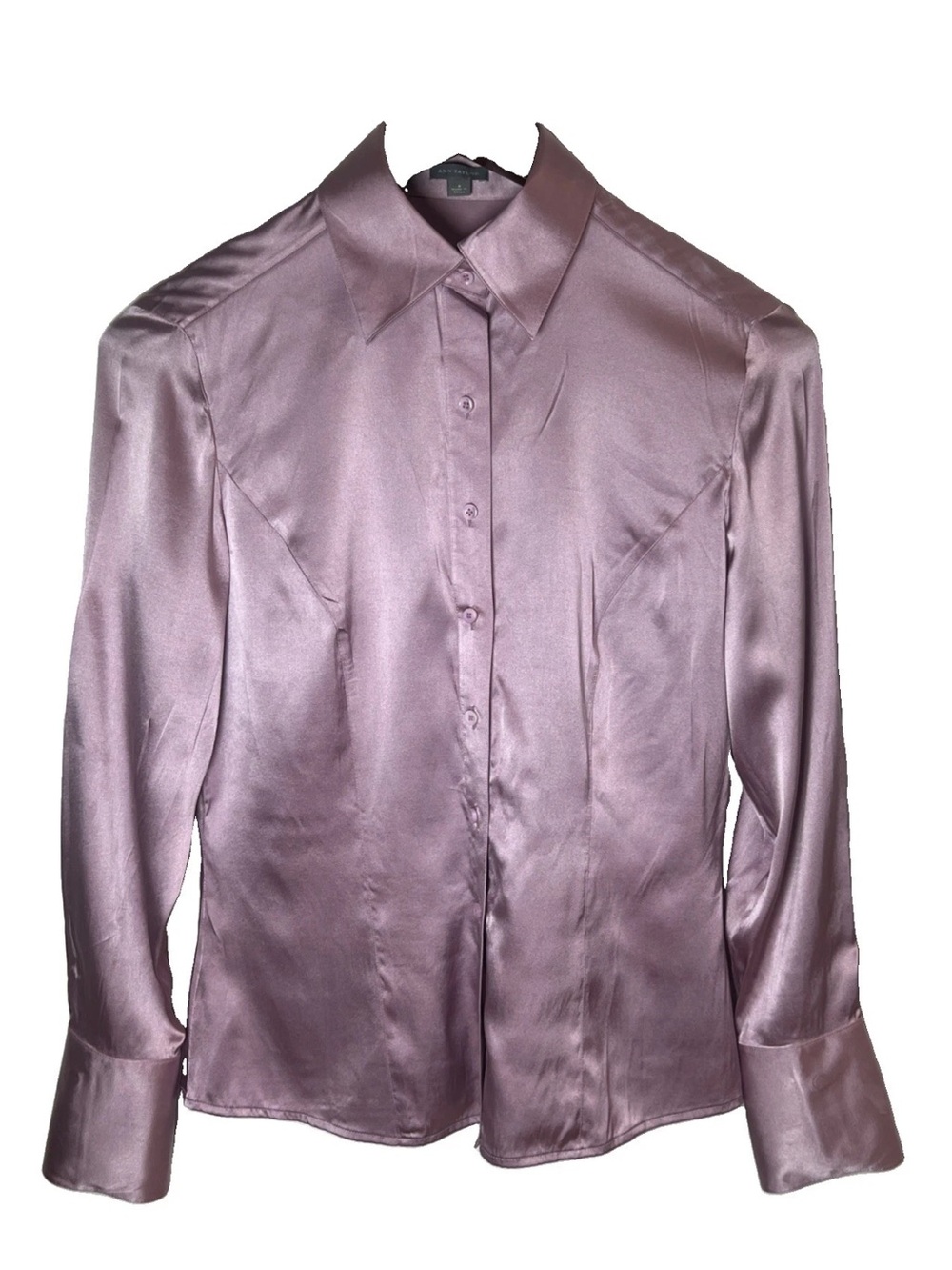 Ann Taylor Silk Blouse Womens SZ 8 Mauve Minimalist Quiet Luxury Professional
